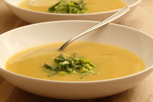 Grønsagssuppe med porre og selleri