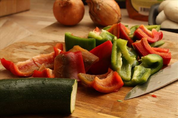 Grillspyd med glaserede grønsager