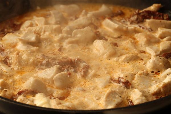 Frisk pasta med soltørrede tomater og basilikum