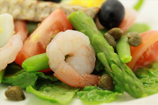 Salade nicoise med rejer