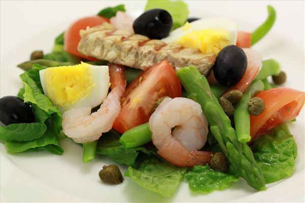 Salade nicoise med rejer