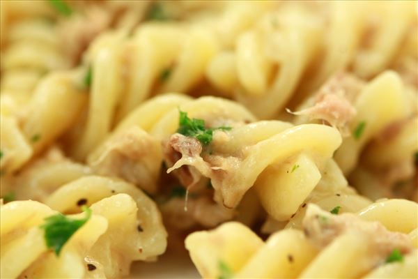 Tun i pasta med persille og hvidløg