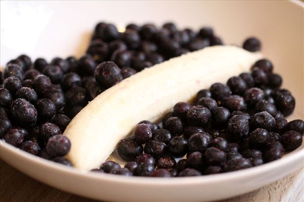 Fedtfattig blåbær/banan smoothie