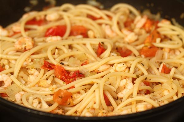 Spaghetti med rejer