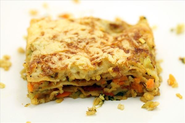 Margits vegetarlasagne med bulgur og gulerødder