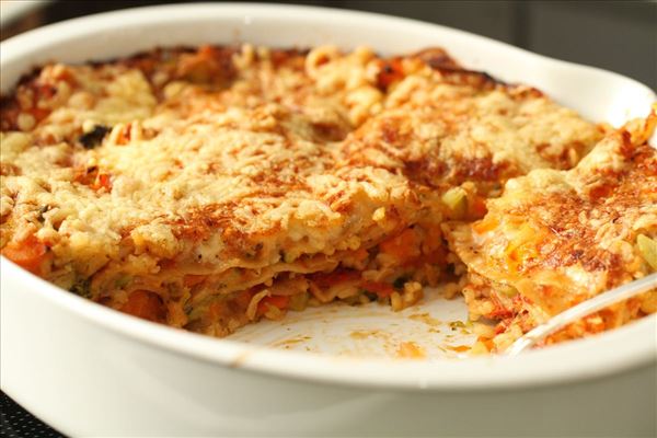 Margits vegetarlasagne med bulgur og gulerødder