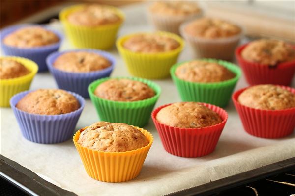 Makronmuffins med mørk chkolade