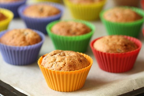 Makronmuffins med mørk chkolade