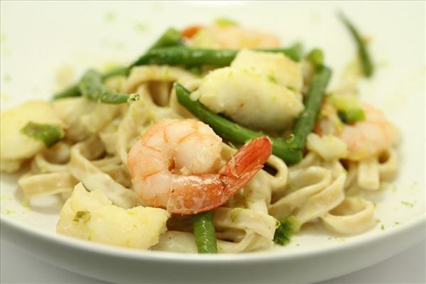 Pasta med torsk og grønne bønner