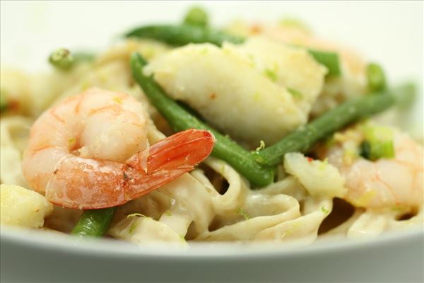 Pasta med torsk og grønne bønner