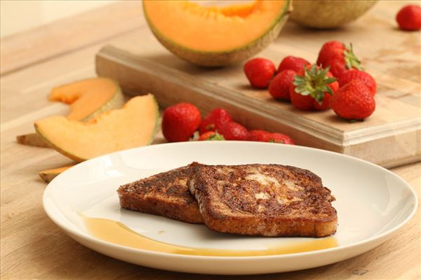 French toast med jordbær og melon