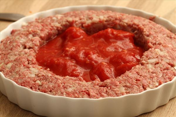 Gratineret farsfad med chili og persille